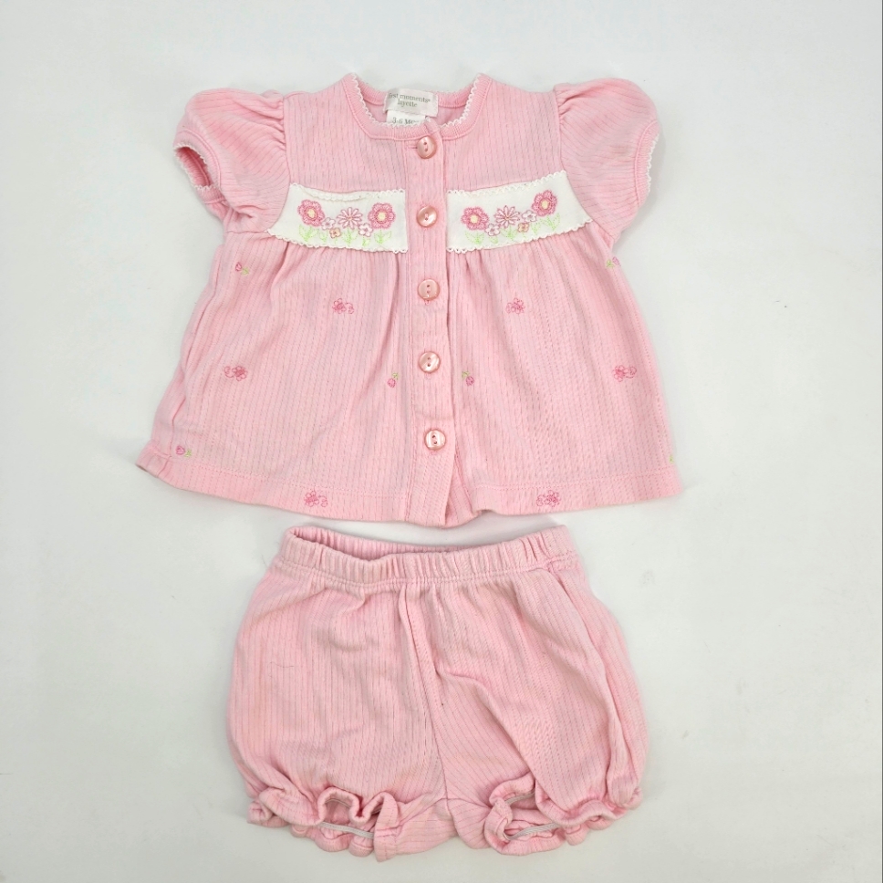 First Moments Layette Pink Floral Embroidered Baby Girl Outfit Size 3-6 Months